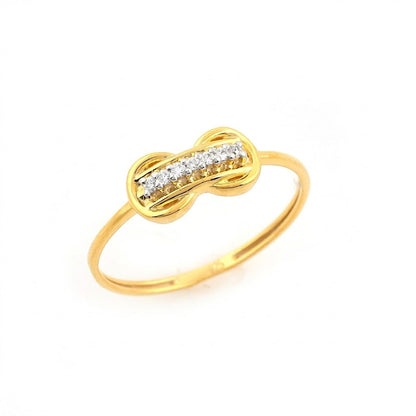 Curved bar motif diamond gold ring