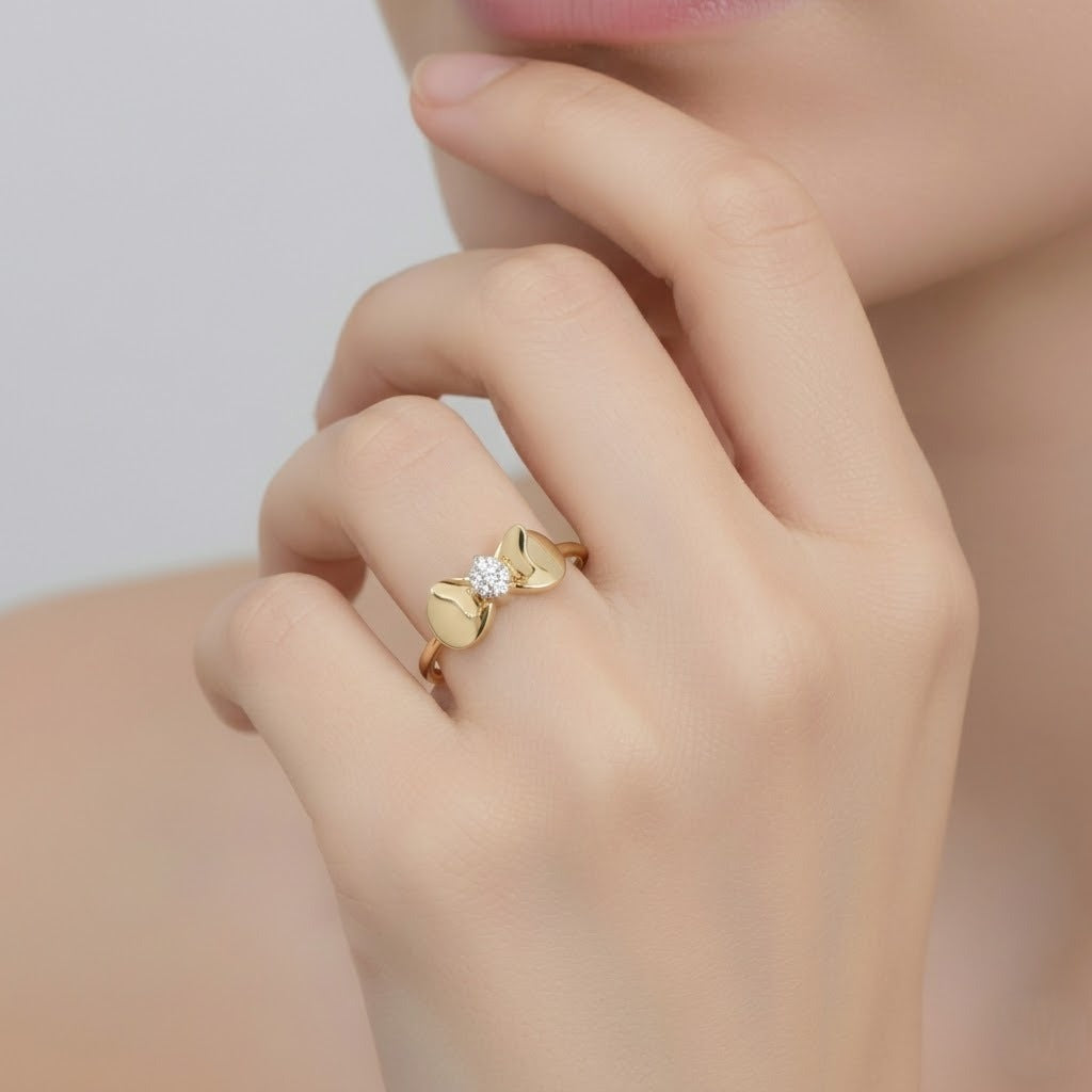 Elegant Twin Oval Center Sparkle Diamond Gold Ring