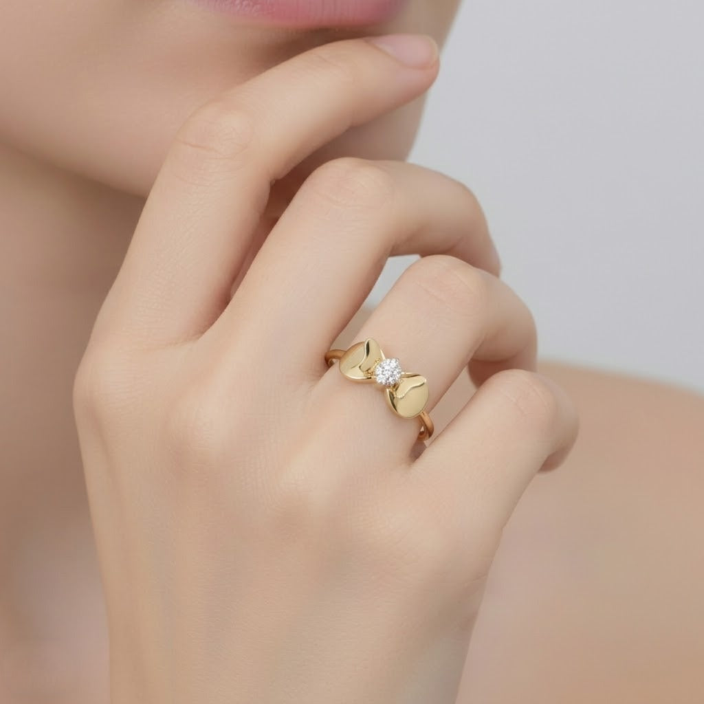 Elegant Twin Oval Center Sparkle Diamond Gold Ring