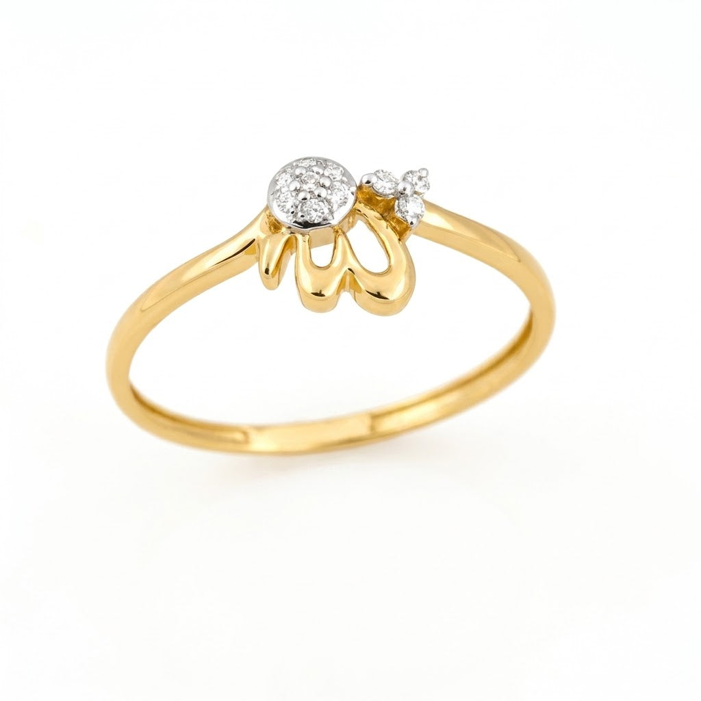 Delicate Floral Curve Sparkle Design Diamond Gold Ring