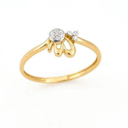 Delicate Floral Curve Sparkle Design Diamond Gold Ring