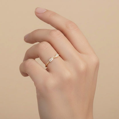 Infinity Curve Twin Sparkle Design Diamond Gold Ring