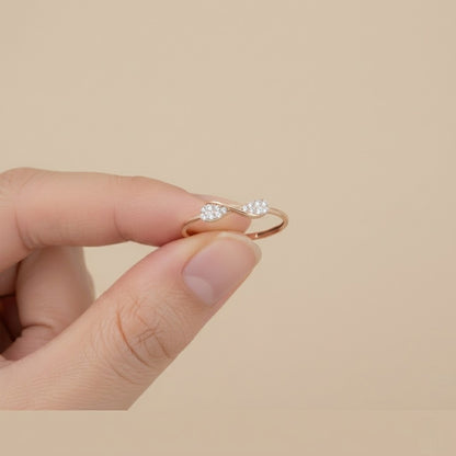 Infinity Curve Twin Sparkle Design Diamond Gold Ring