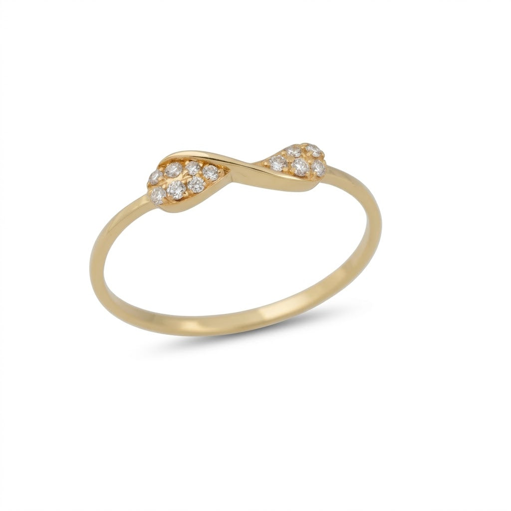 Infinity Curve Twin Sparkle Design Diamond Gold Ring