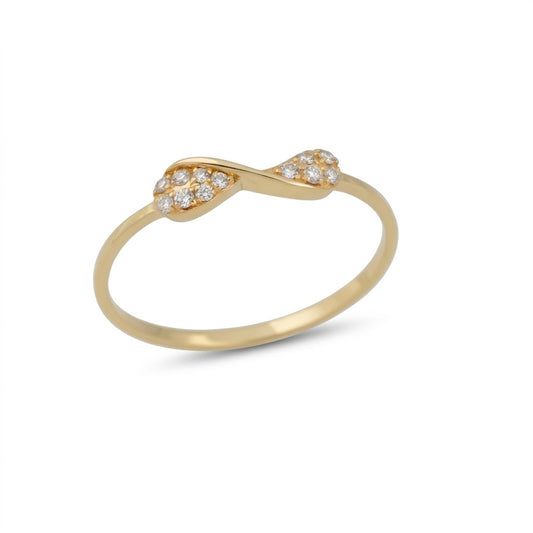 Infinity Curve Twin Sparkle Design Diamond Gold Ring