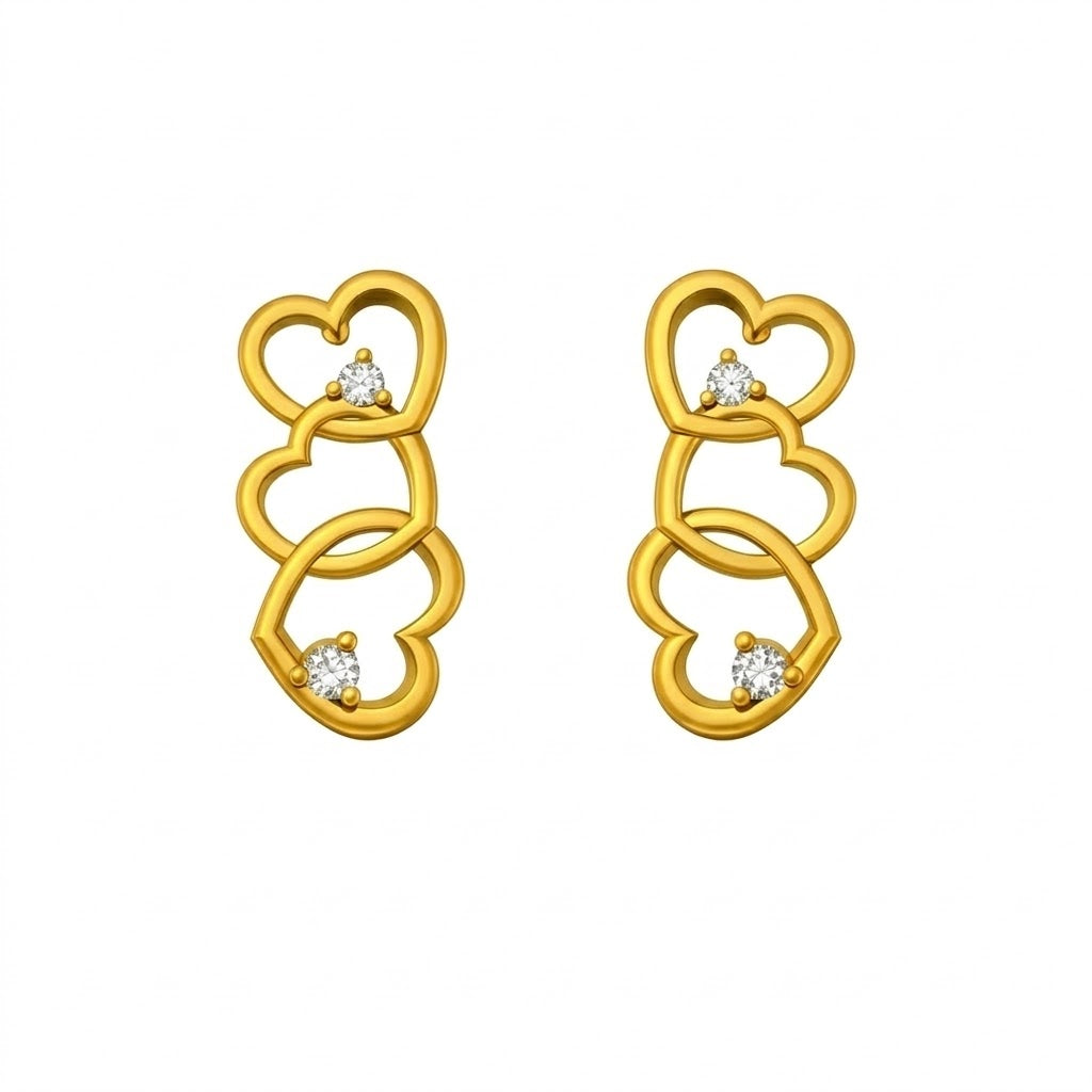 Linked Triple Heart Earring