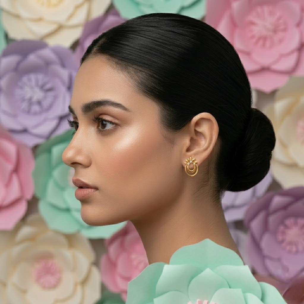 Double Hoop Bloom Earring