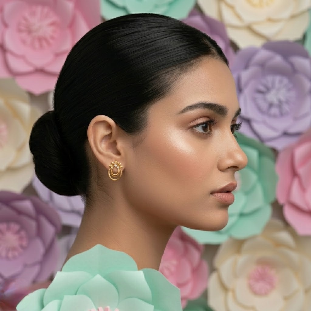Double Hoop Bloom Earring