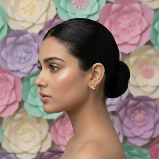 Open Heart Floral Earring