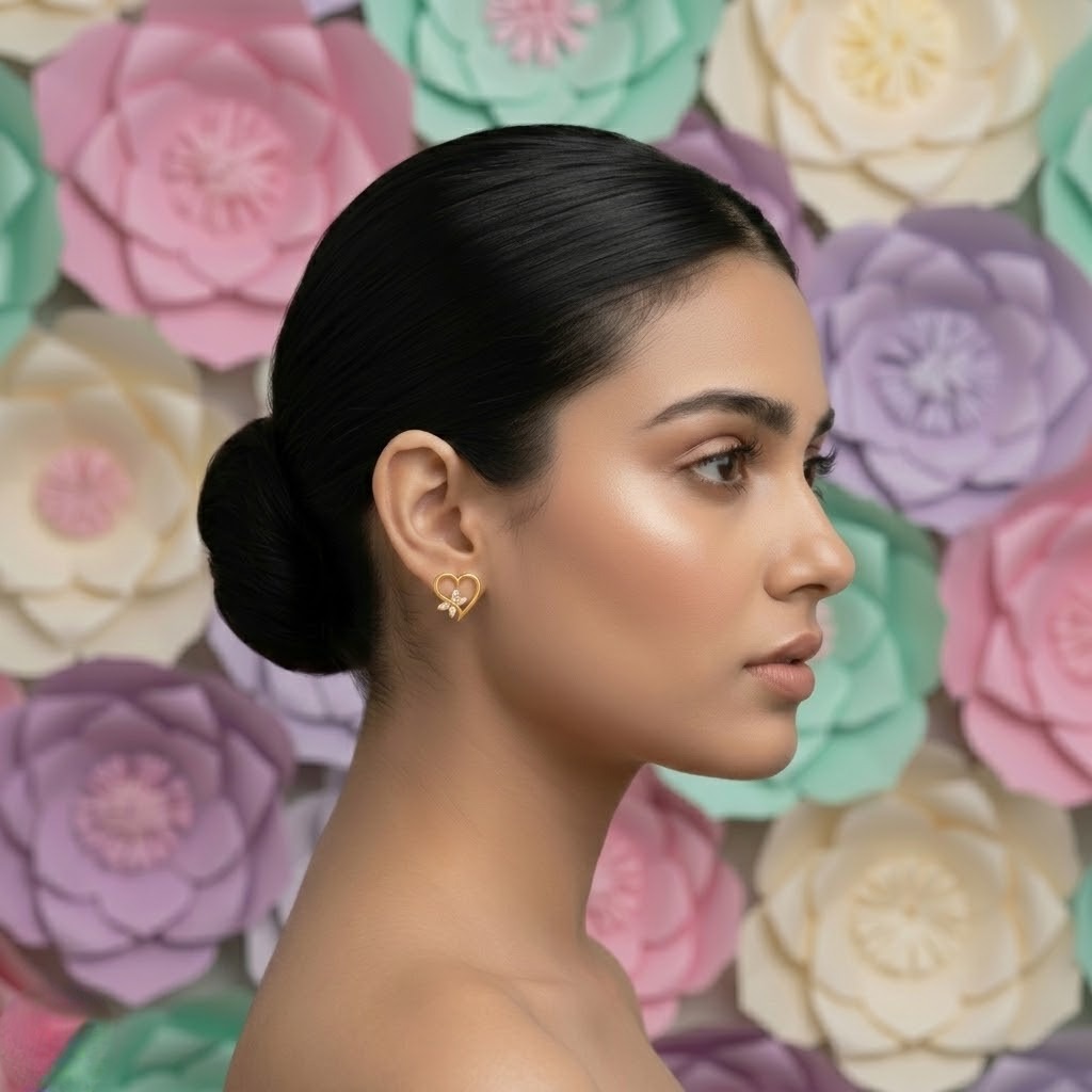 Open Heart Floral Earring