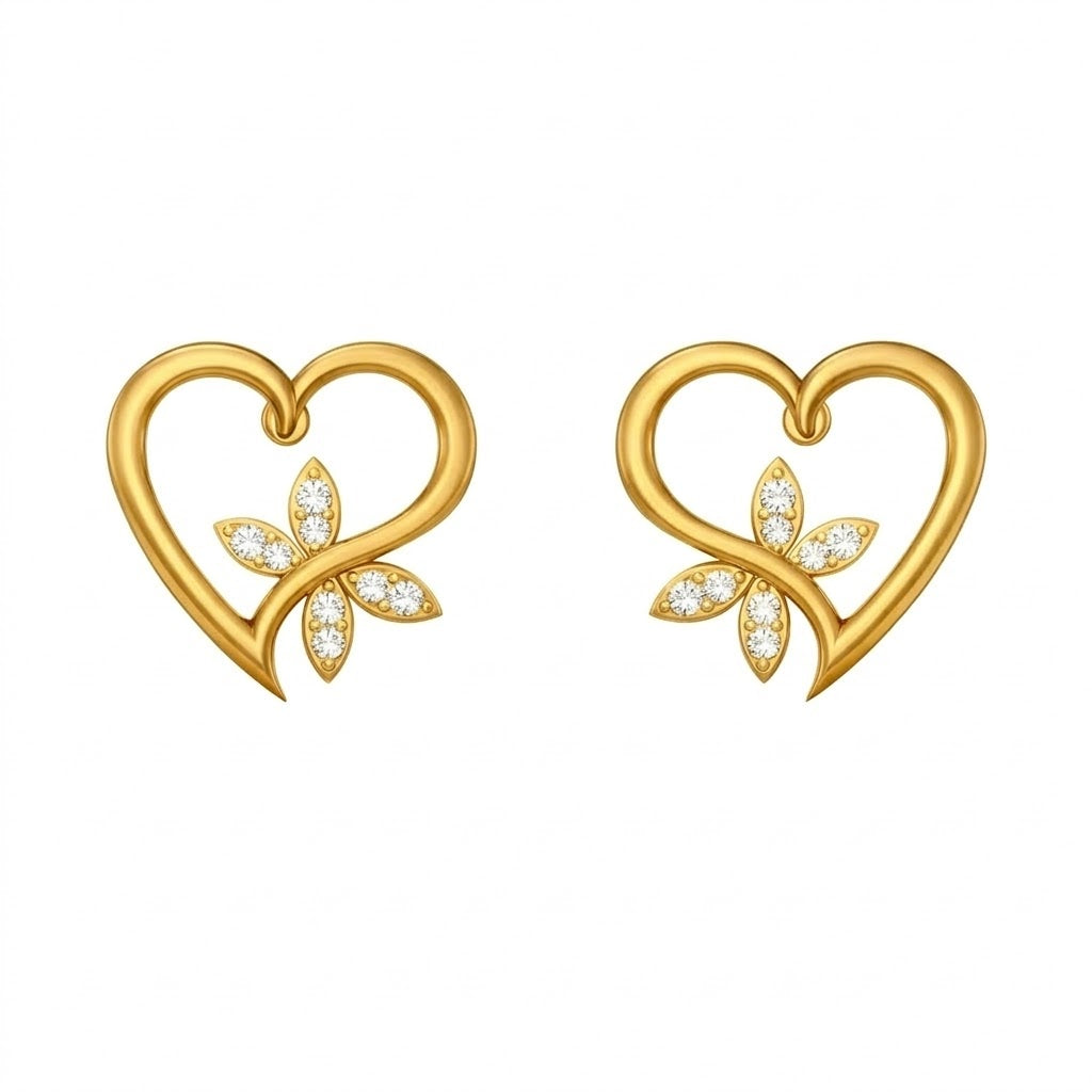 Open Heart Floral Earring