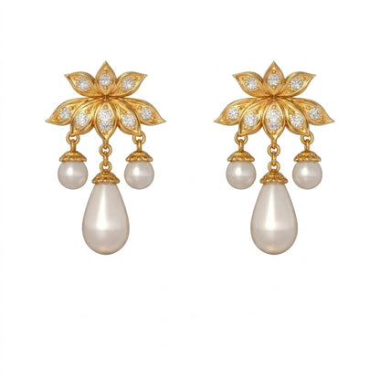 Floral Pearl Drop Earring