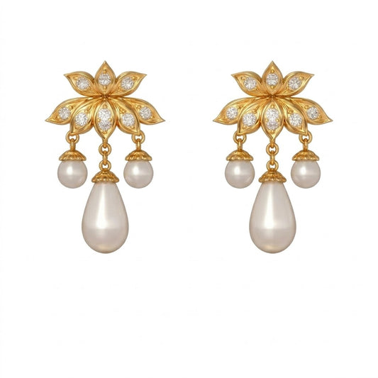 Floral Pearl Drop Earring