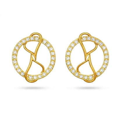 9K Yellow Gold Orbit Swirl Diamond Earrings for Women by TTJ Jewellery