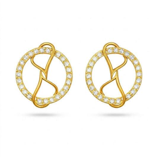 9K Yellow Gold Orbit Swirl Diamond Earrings for Women by TTJ Jewellery