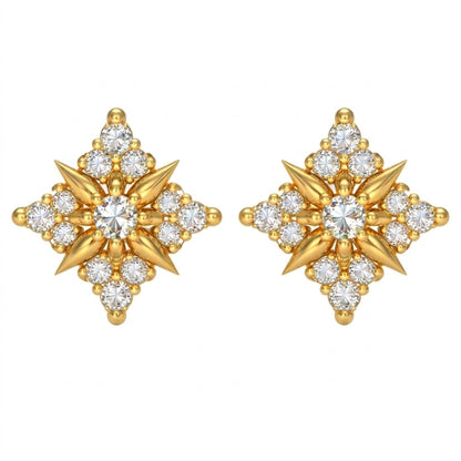 Spiked Floral Cluster Diamond Gold Earrings
