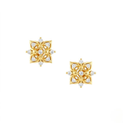 Classic Floral Diamond Stud Earrings