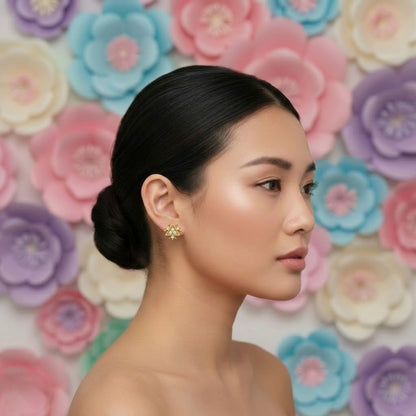 Geometric Triangle Bloom Earring