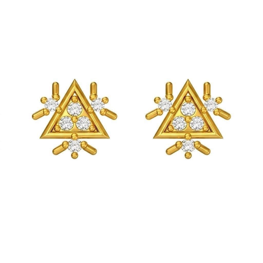 Geometric Triangle Bloom Earring