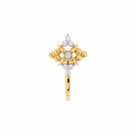 Royal Starburst Floral Diamond Gold Nose Pin