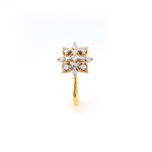 Radiant Floral Diamond Nose Pin in Gold