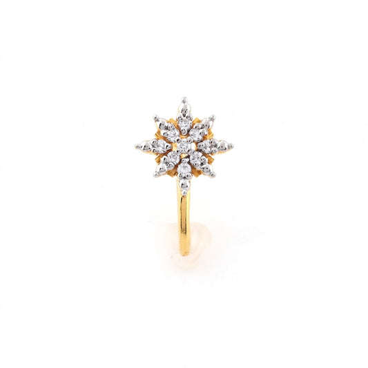 Radiant Snowflake Sparkle Diamond Gold Nose Pin