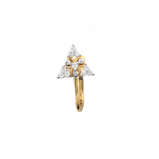 Elegant Triangular Floral Spark Diamond Gold Nose Pin