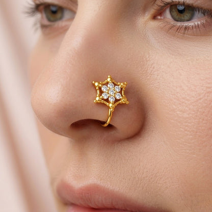 Hexagon Snowflake Nose Pin