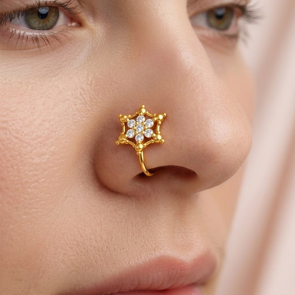 Hexagon Snowflake Nose Pin