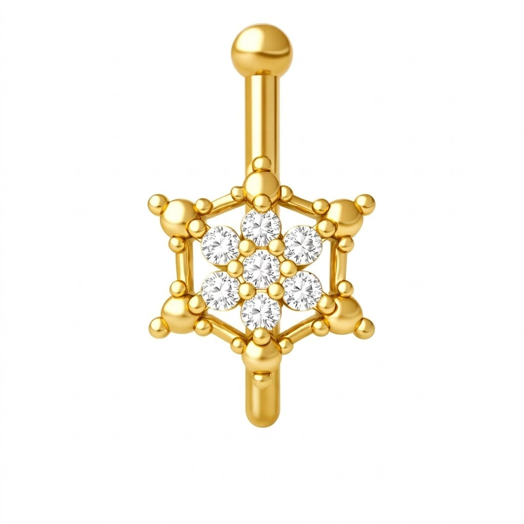 Hexagon Snowflake Nose Pin