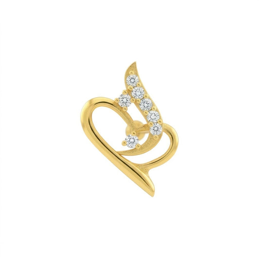 Heart Script Swirl Nose Pin