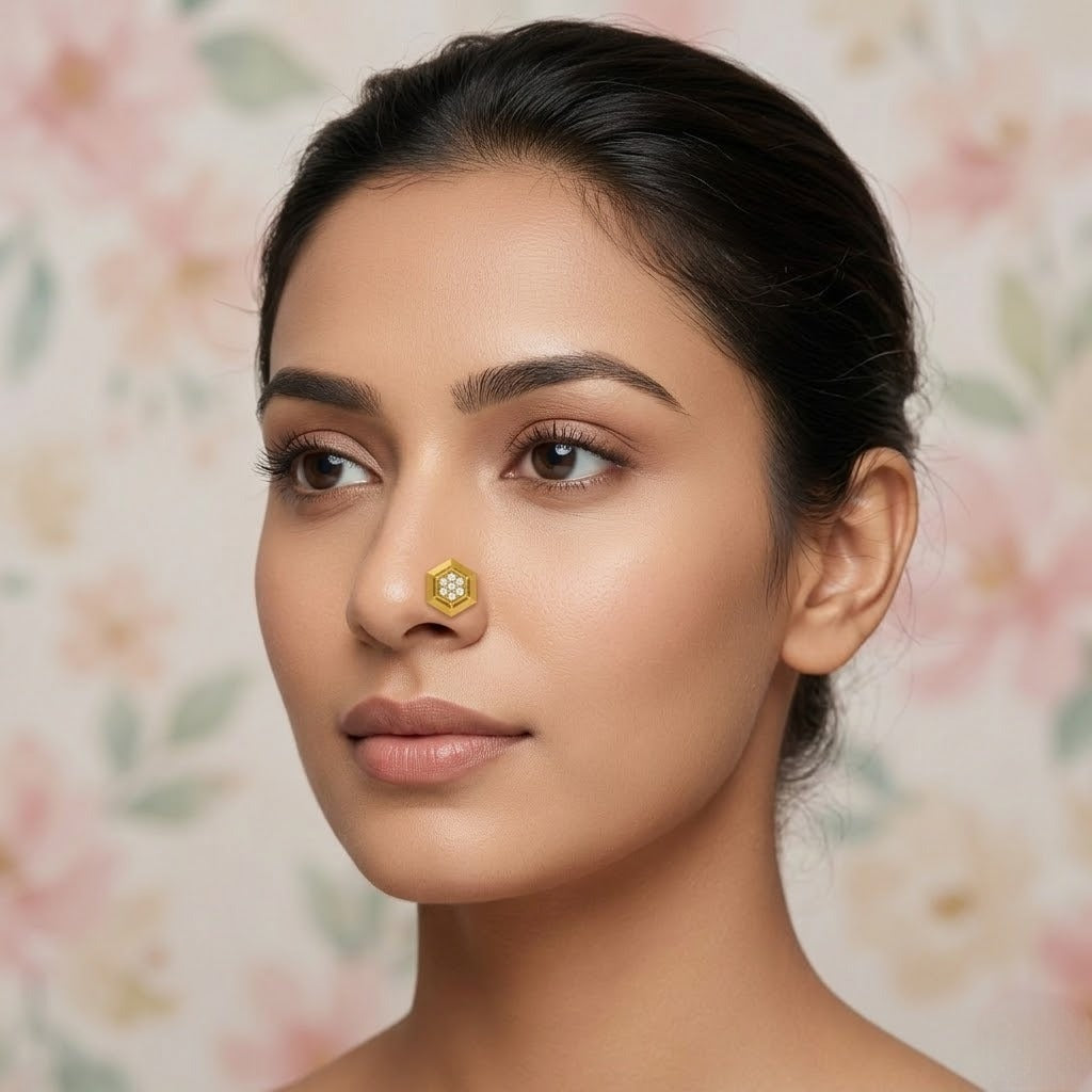 Honeycomb Hexagon Nose Pin