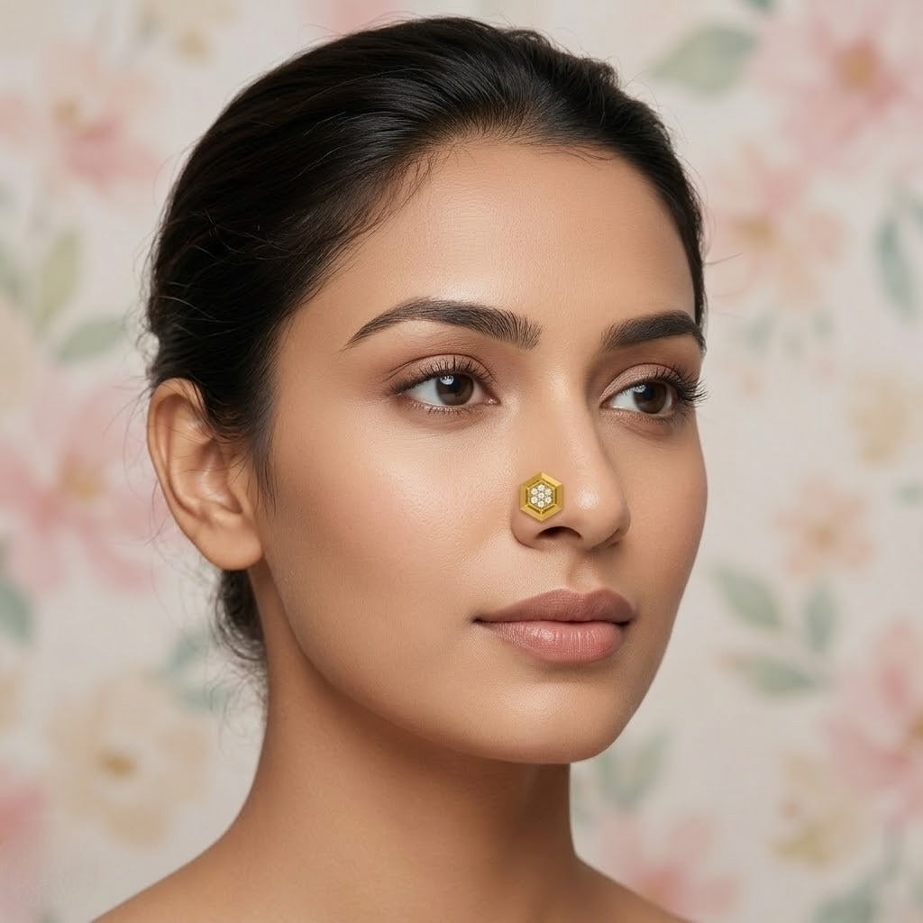 Honeycomb Hexagon Nose Pin