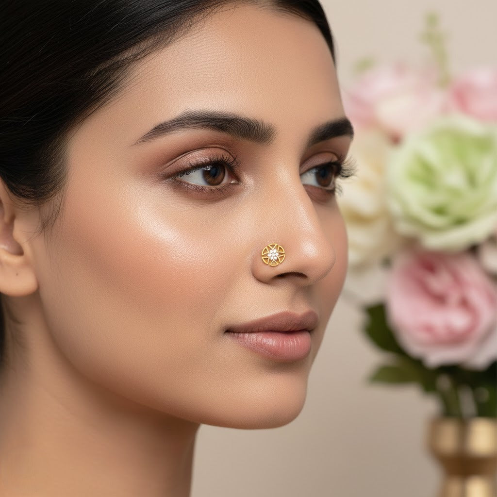 Mandala Wheel Floral Nose Pin