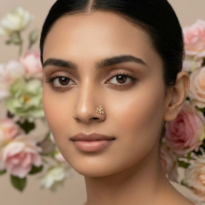 Floral Spray Teardrop Nose Pin