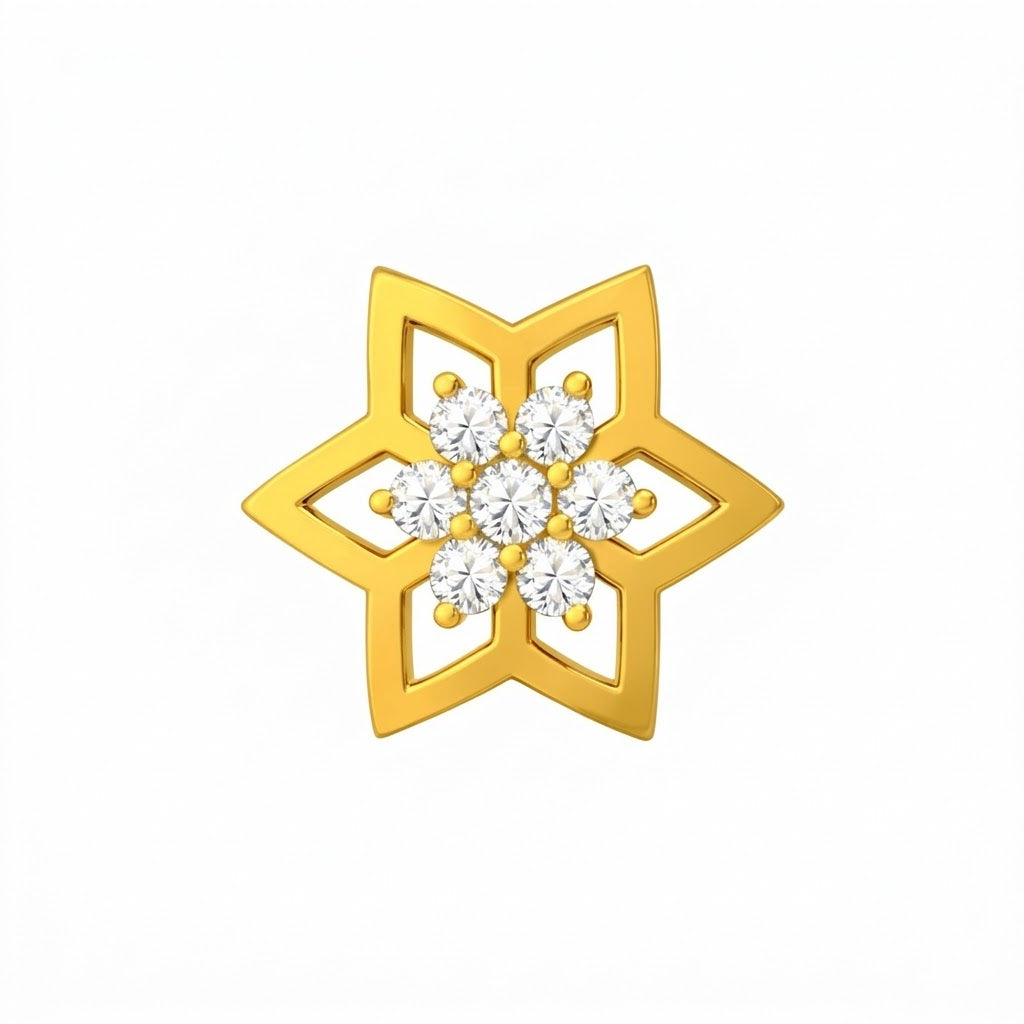 Six Petal Lattice Nose Pin