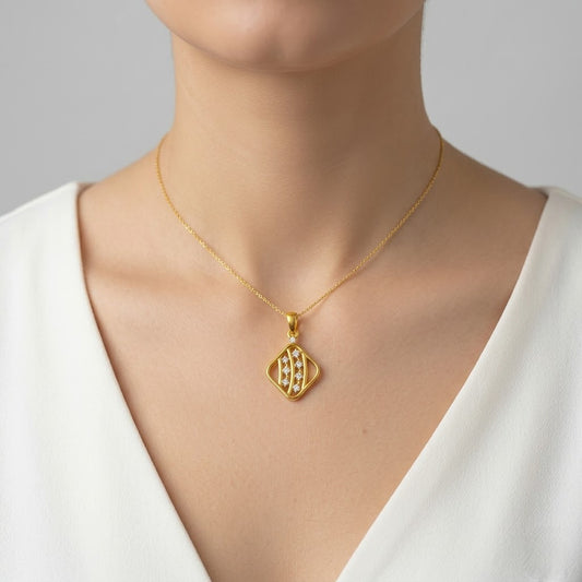 Modern Geometric Sparkle Design diamond gold pendant