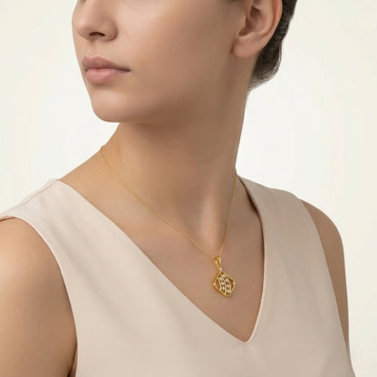 Modern Geometric Sparkle Design diamond gold pendant
