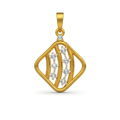 Modern Geometric Sparkle Design diamond gold pendant