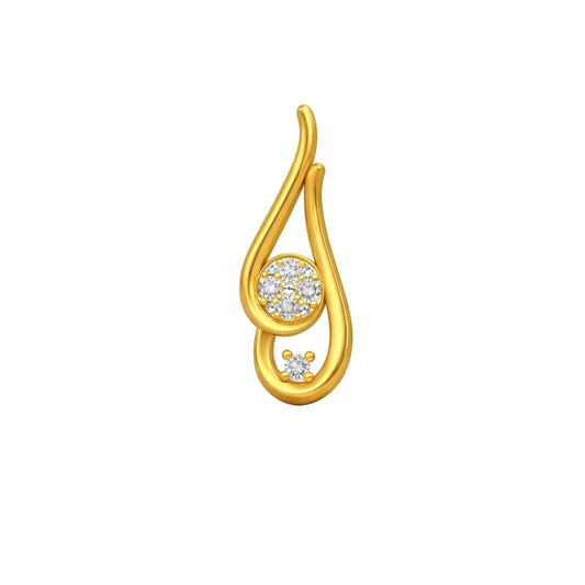 Flame Curve Glow Diamond Gold Pendant