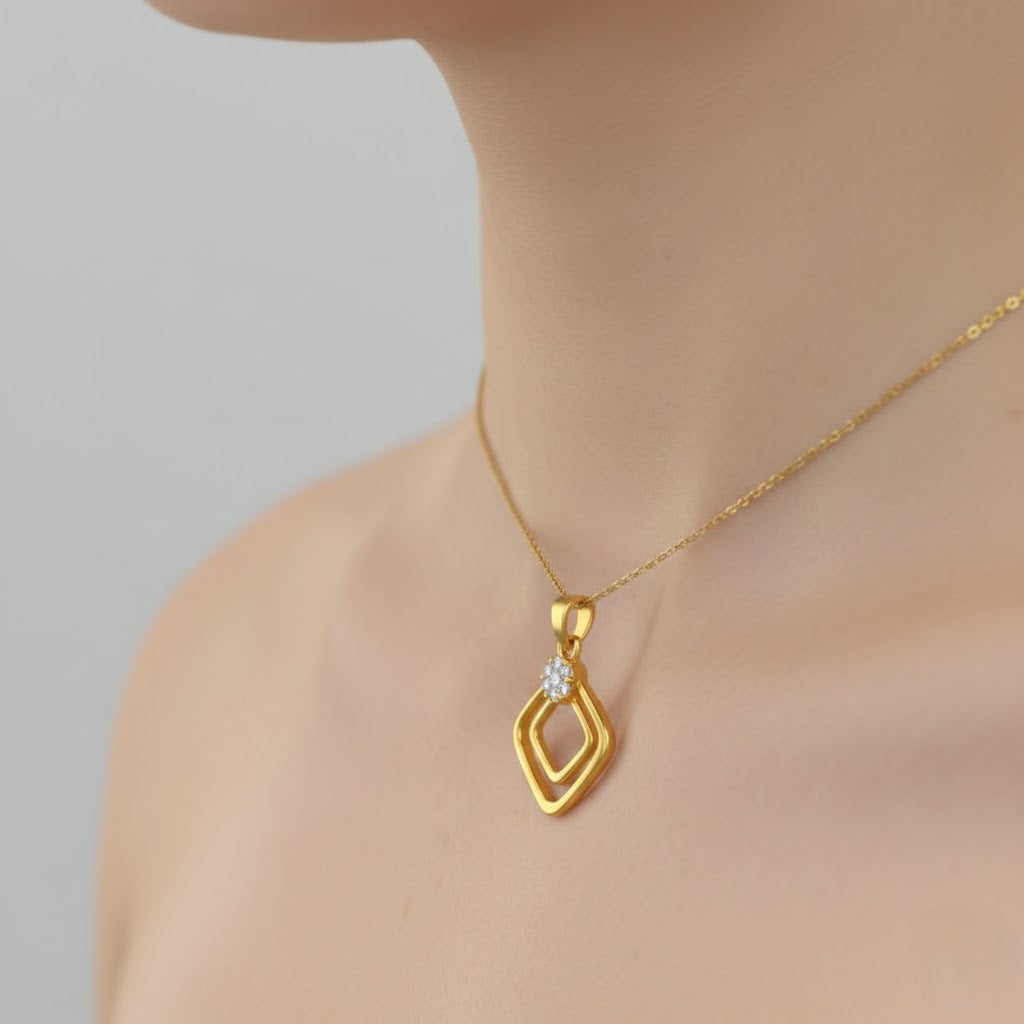 Radiant Geo Bloom Diamond Gold Pendant