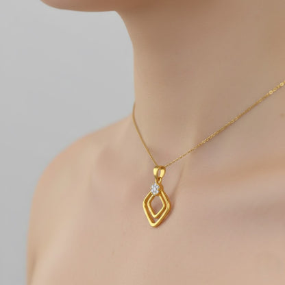 Radiant Geo Bloom Diamond Gold Pendant