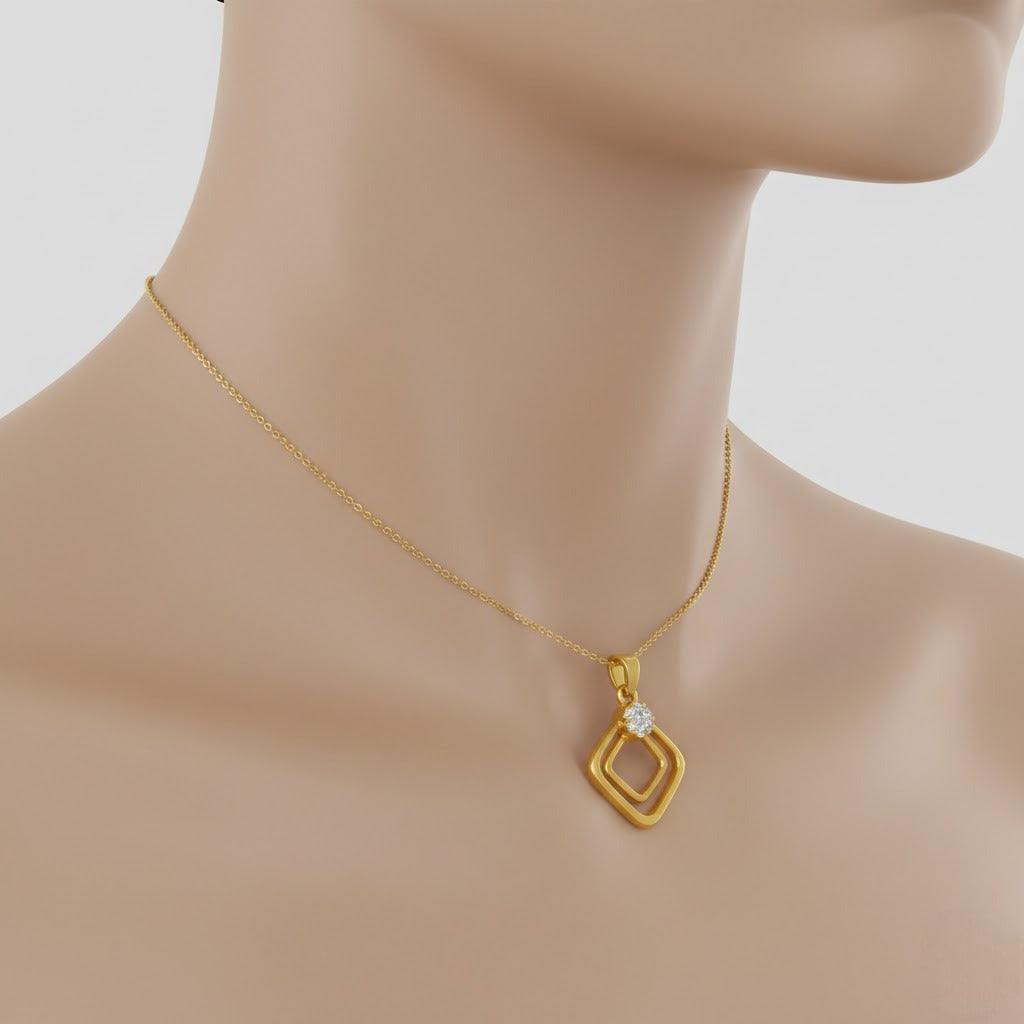 Radiant Geo Bloom Diamond Gold Pendant