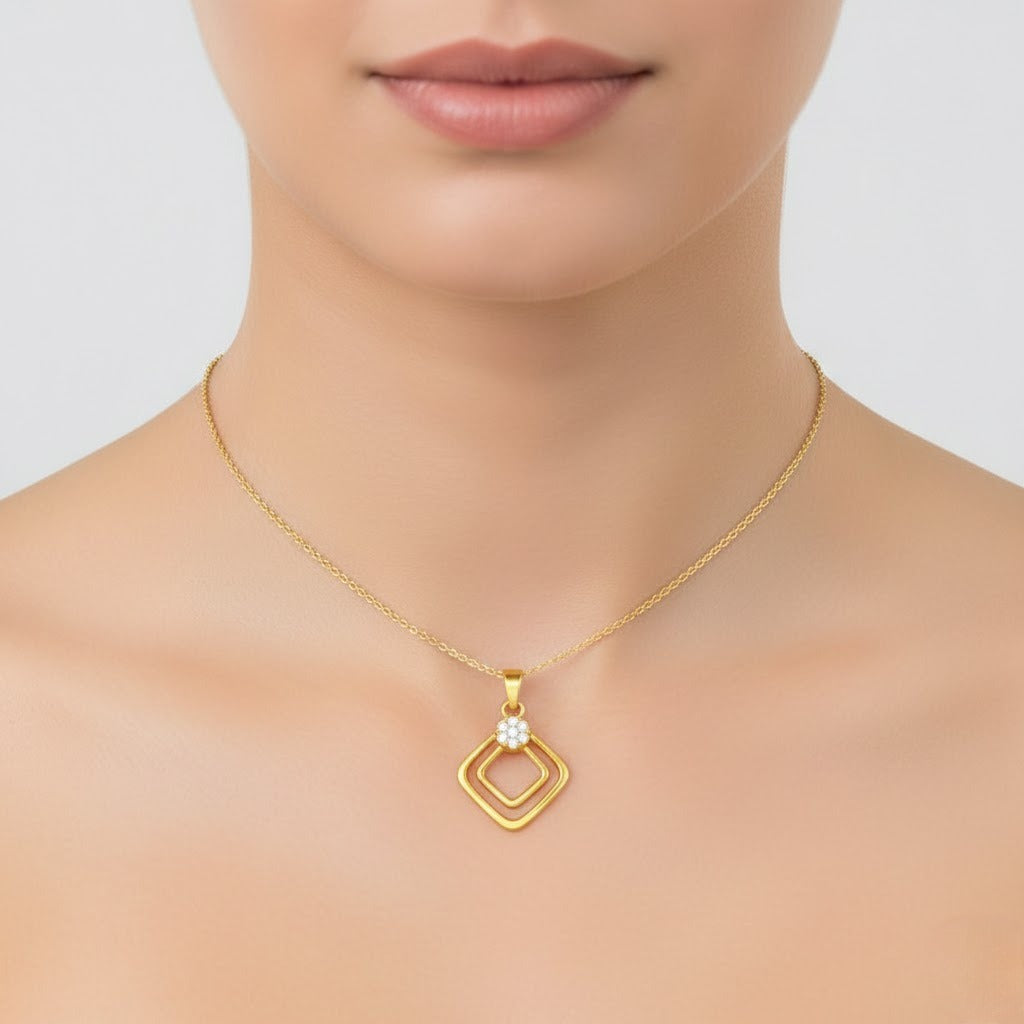 Radiant Geo Bloom Diamond Gold Pendant