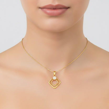 Radiant Geo Bloom Diamond Gold Pendant