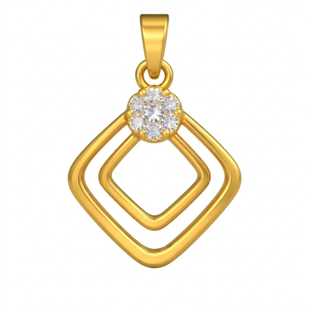 Radiant Geo Bloom Diamond Gold Pendant