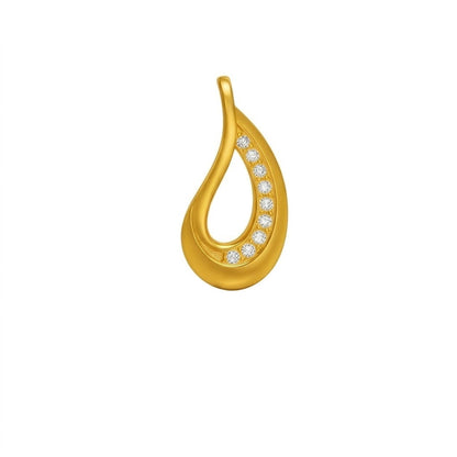 Graceful teardrop sweep diamond gold pendant