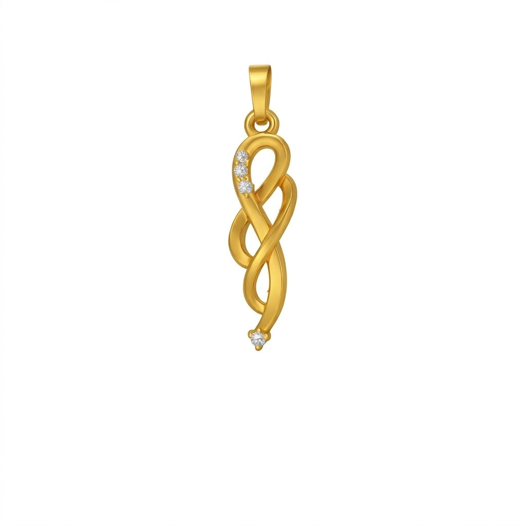 Graceful infinity twist diamond gold pendant