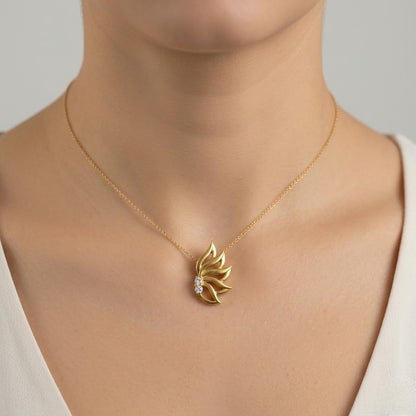 Radiant Winged Bloom Diamond Gold Pendant