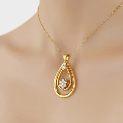 Teardrop Halo Glow Diamond Gold Pendant